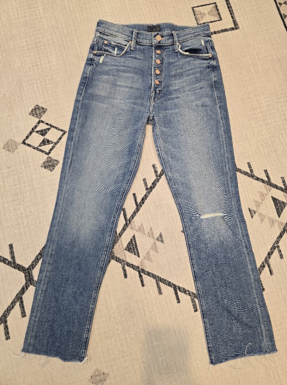 MOTHER Denim "The Pixie Dazzler Ankle Fray" Jeans GUC 26 Popism Raw Hem Revolve - Picture 2 of 16